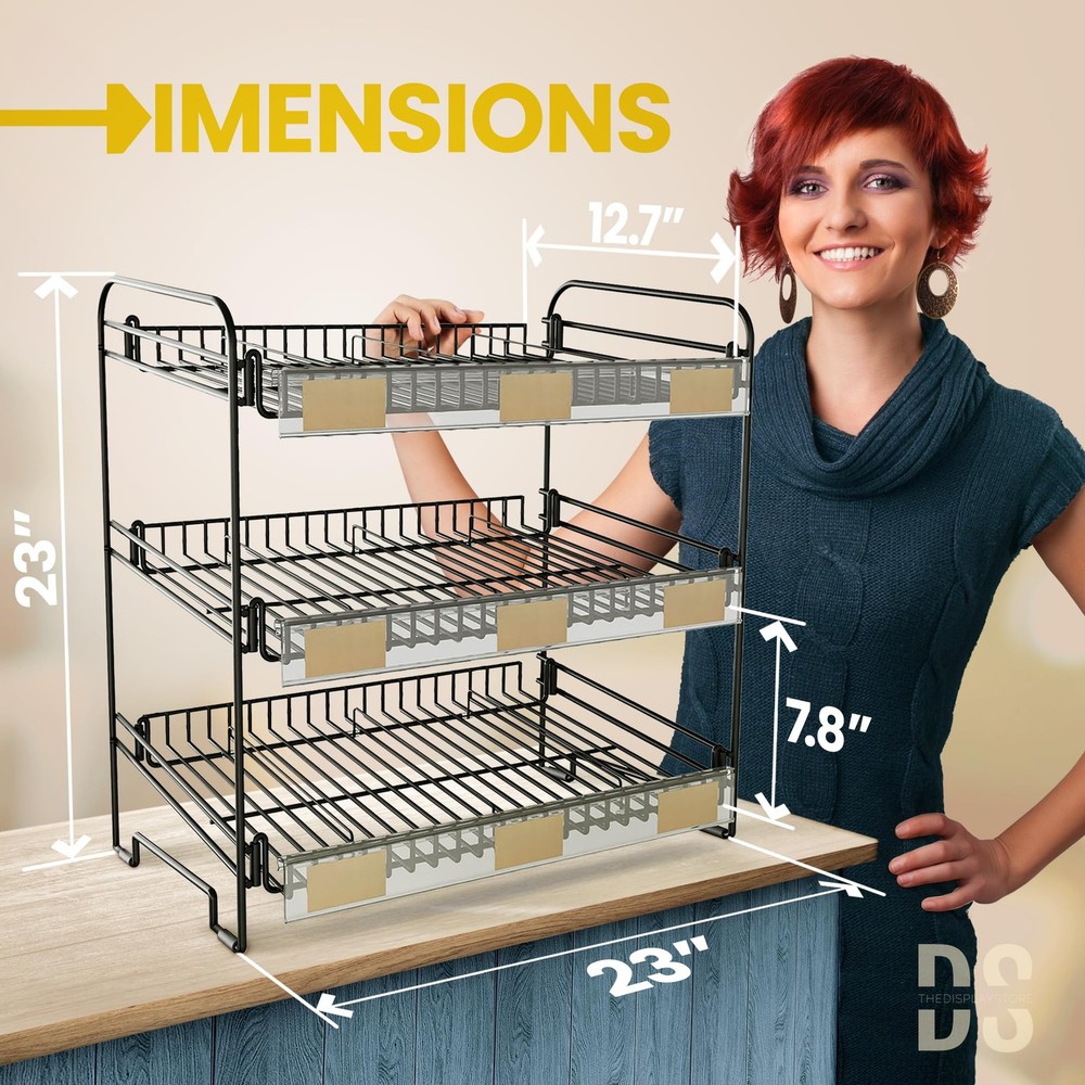 DS THE DISPLAY STORE Black 3 Tier Candy Display Rack – Chip Large,