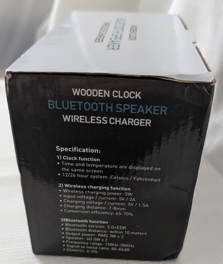 Wooden Clock Bluetooth Speaker Wireless Charger