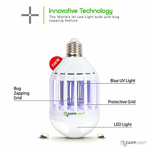 Zapplight Bug Zapper Night Light Dual Bright LED Light Bulb Mosquito Zapper K...