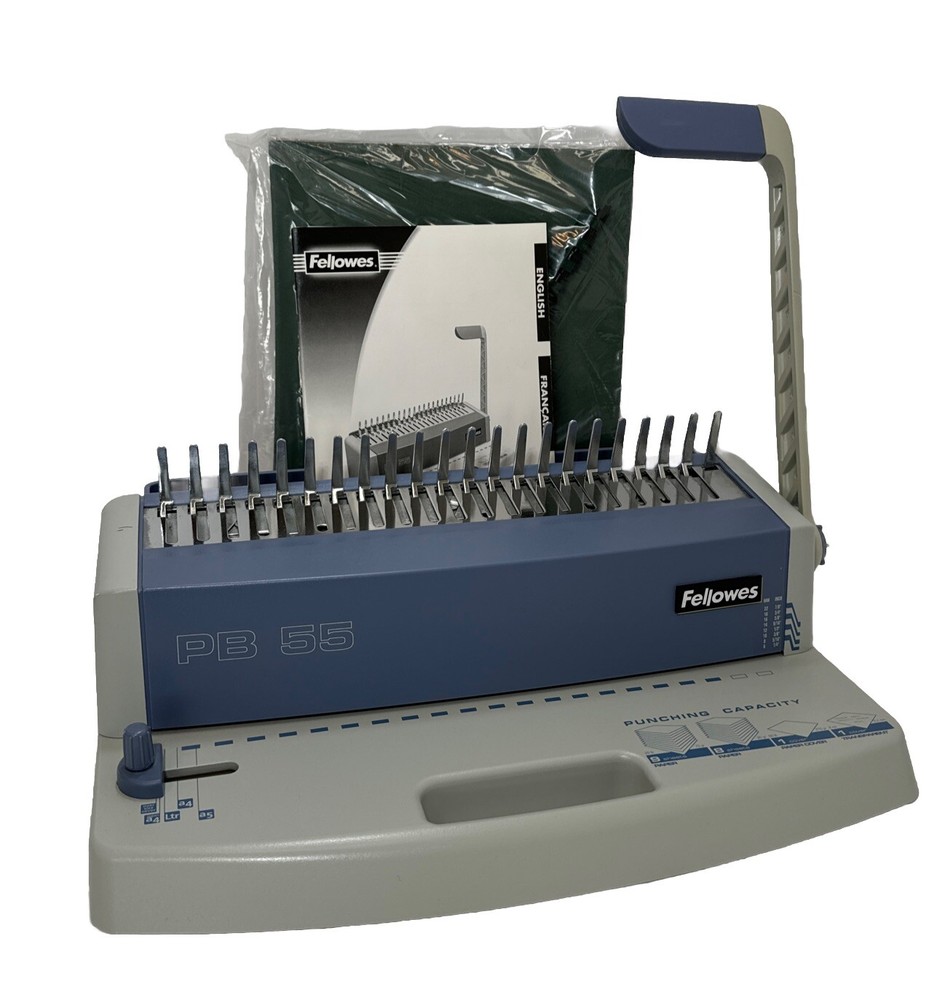 Fellowes PB 55 Plastic Comb Binding Machine CRC52101 With Instruction Manual ￼