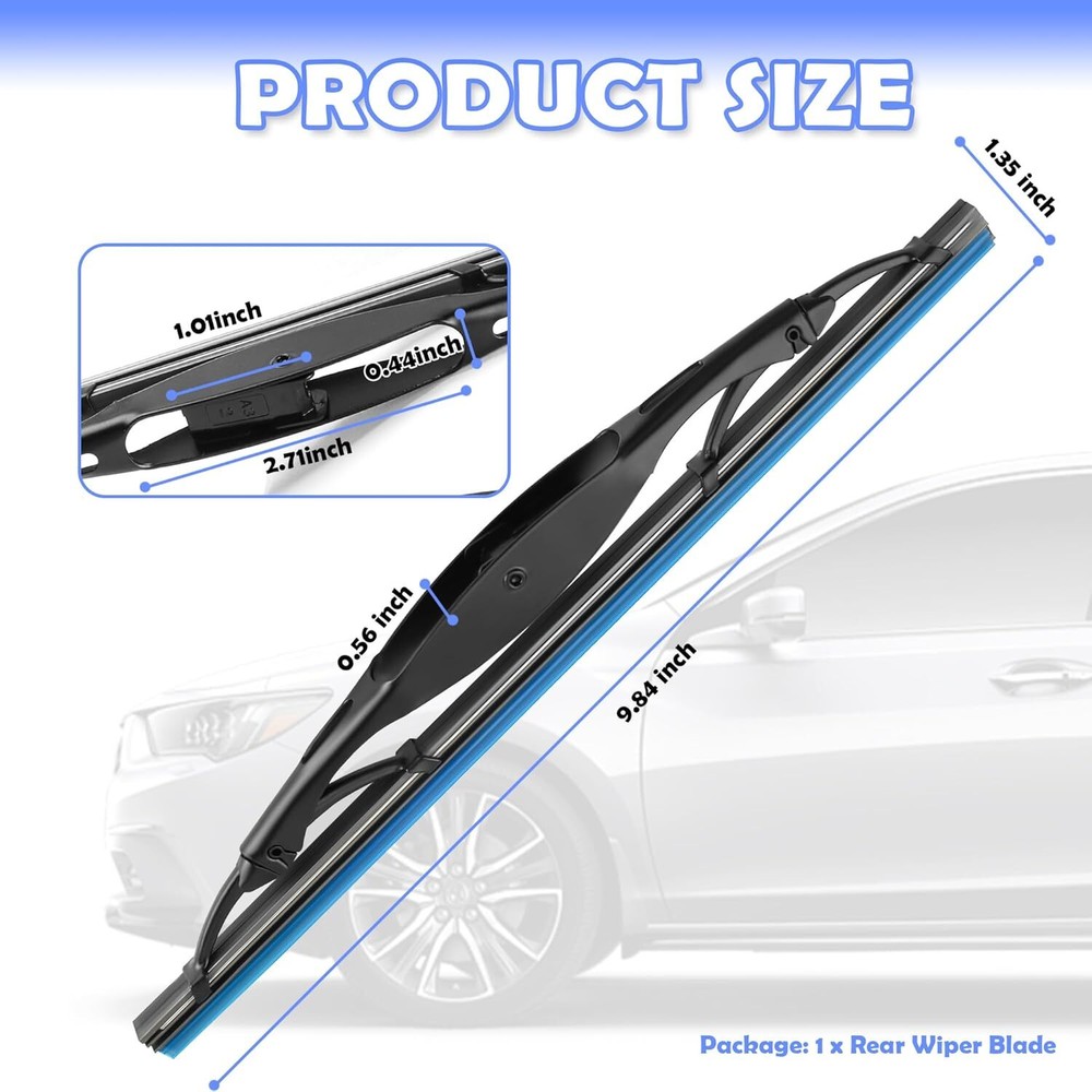 10 Inch Rear Wiper Blade Replacement,High Performance Rear Windshield Wiper Blad