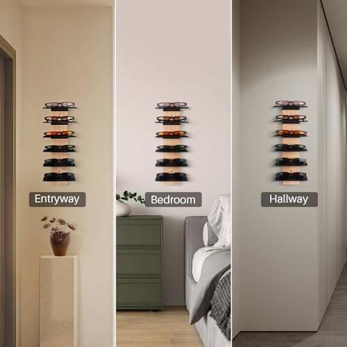 SEKSON Sunglasses Organizer for Wall, Solid Wood Sunglass Holder Display 1