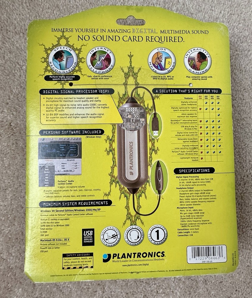 Plantronics DSP-100 PC headset - For speech recognition & internet communication