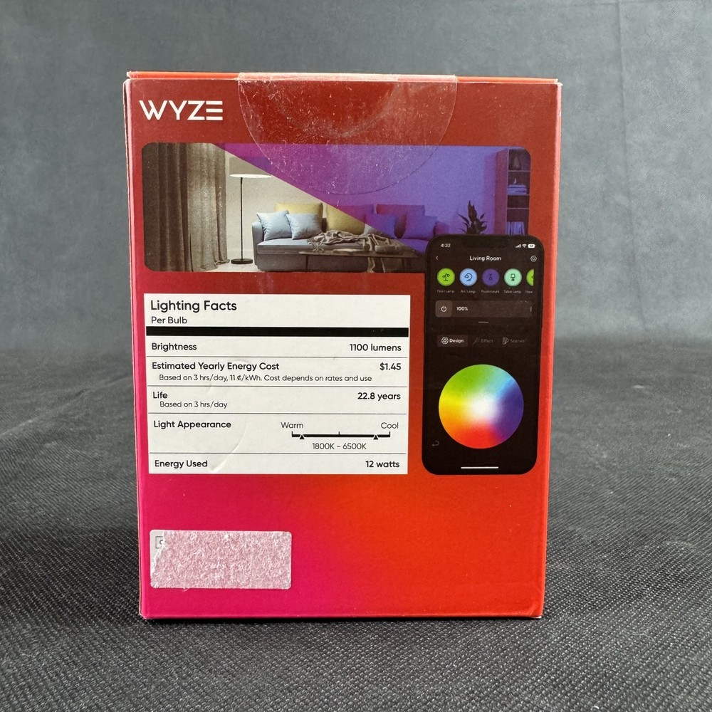 WYZE Bulb Color A19 Smart LED Bulbs - Two Pack (2 Bulbs) - Open Box
