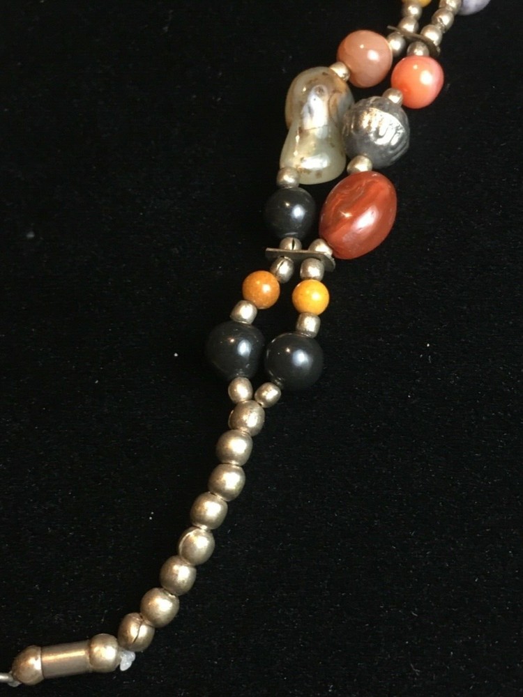 Bold Silver Bead Native American Tribal Style Artisan STATEMENT Necklace