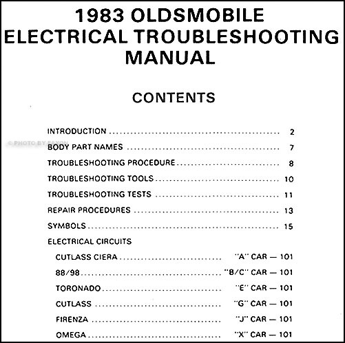 1983 Olds Electrical Manual 88 98 Toronado Cutlass