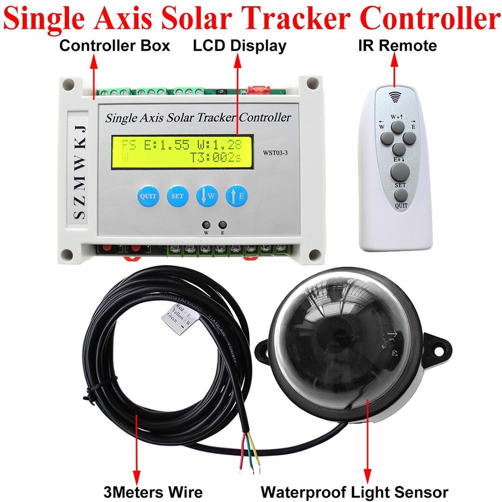 Single Axis Solar Tracker Kit + 6000N 400mm 16" Linear Actuator + LCD Controller