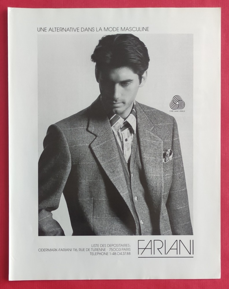 Press advertisement clothing costume men FARIANI by ODERMARK virgin wool 1990