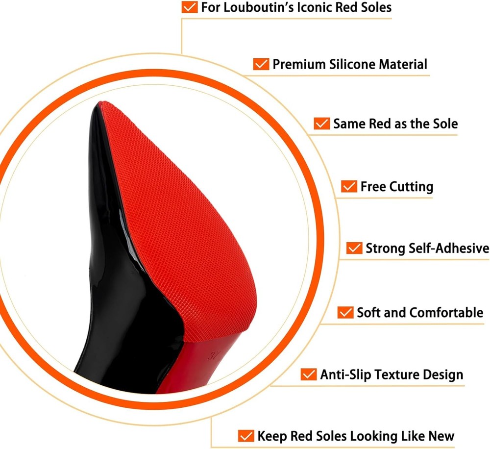 Red Sole Protectors, 4 Pcs Self-Adhesive Shoe Bottom Medium, 6 by 4,