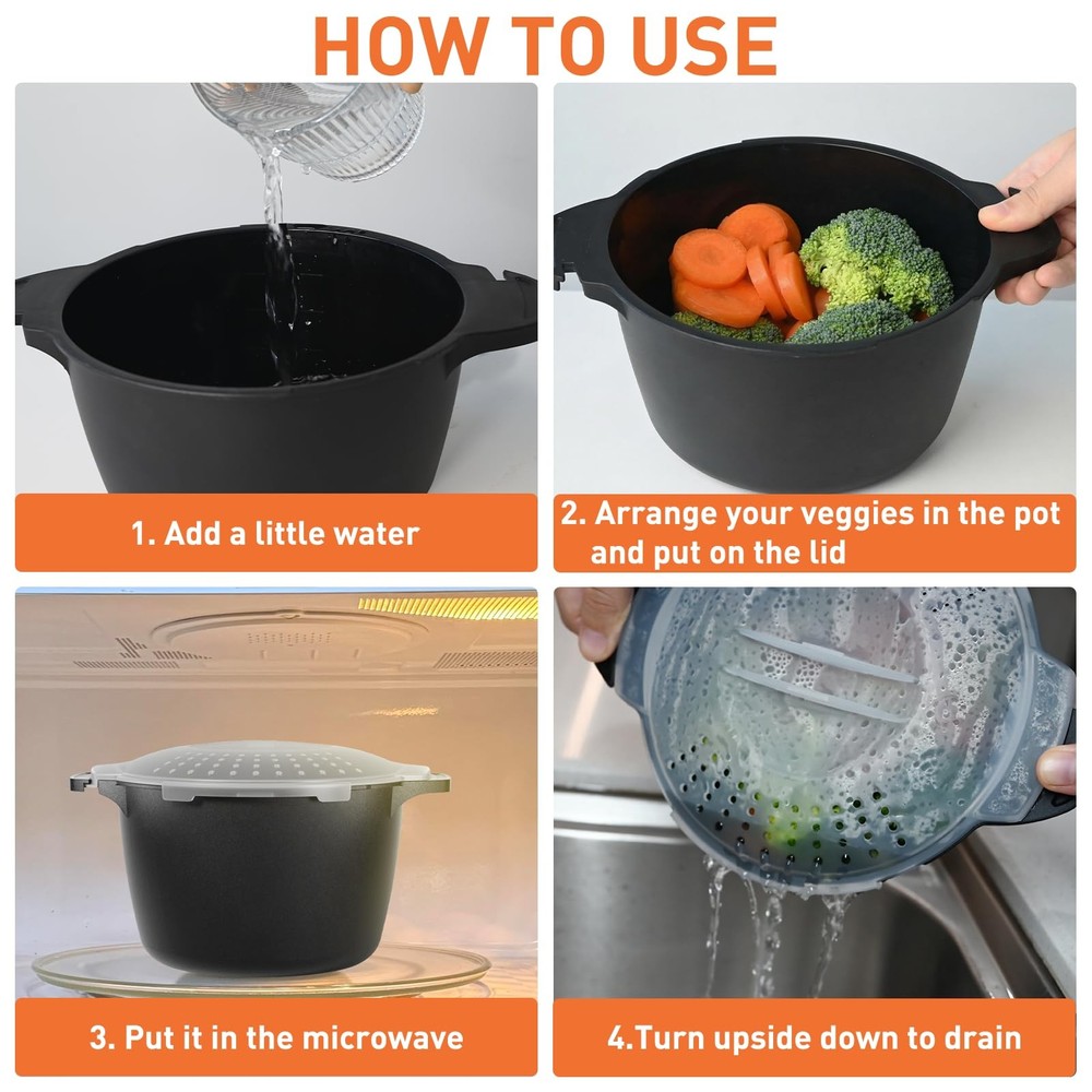 Microwave Cookware Steamer, 2 Quart Microwave Steamer for Vegetables, Microwa...
