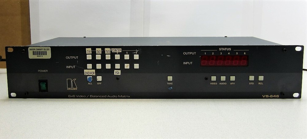 Kramer VS-646 6x6 Video/Balanced Audio Matrix
