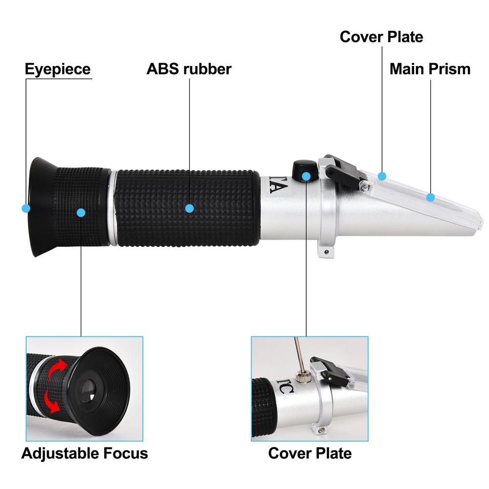 Portable Brix Refractometer with ATC, Accurate Dual Scale Meter...