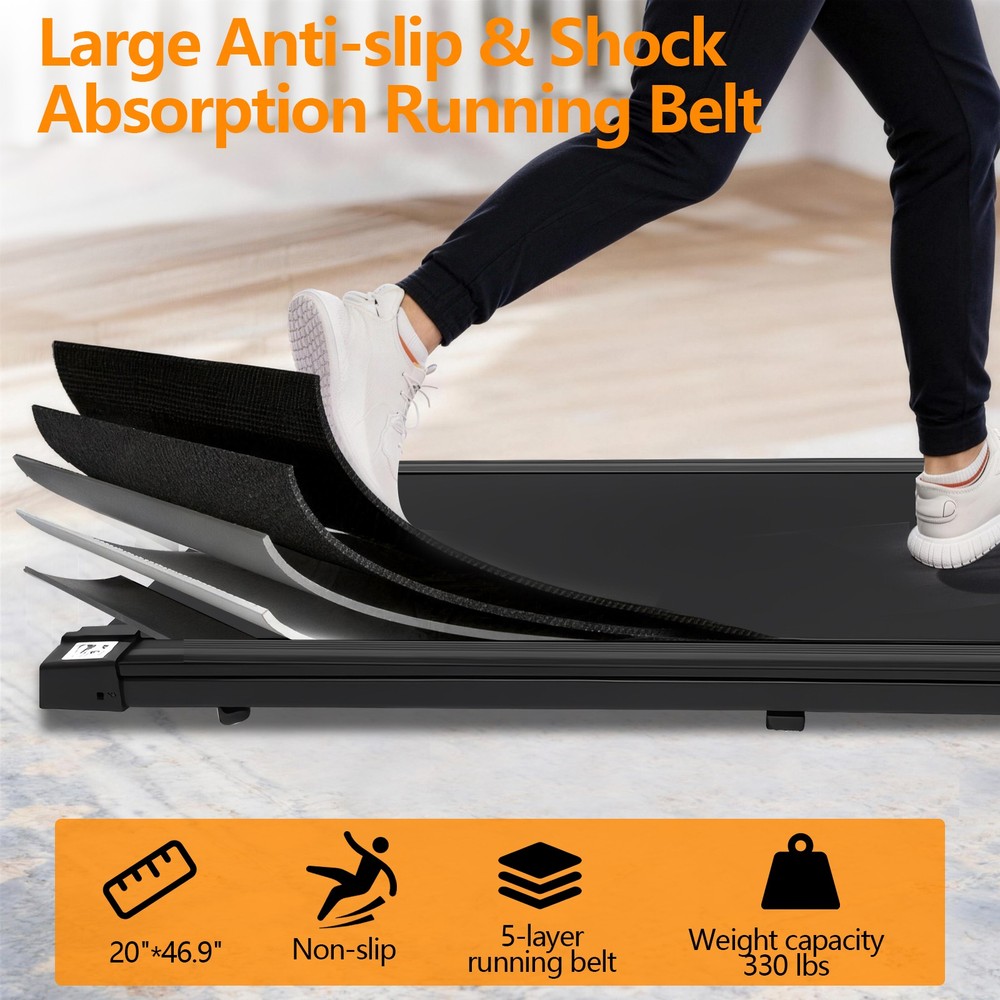Foldable Under-Desk Treadmill for Home Use, Remote-Controlled with LED Display