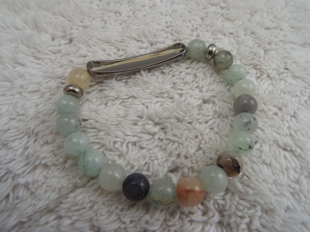 Prehrite Stone Bead Blessed Stretch Bracelet (A48)