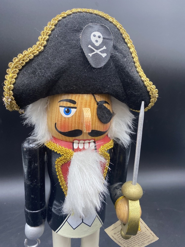 Pirate Nutcracker 14" Tall Limited Edition 2010 Hook Sword Peg Leg w/tag