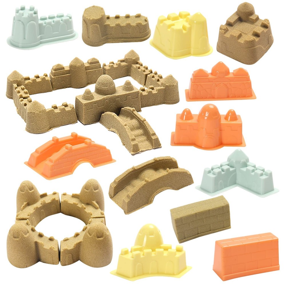 Play Construction Sand Kit,2.2lbs Magic Sand W/4 Large Take Apart Constructio...