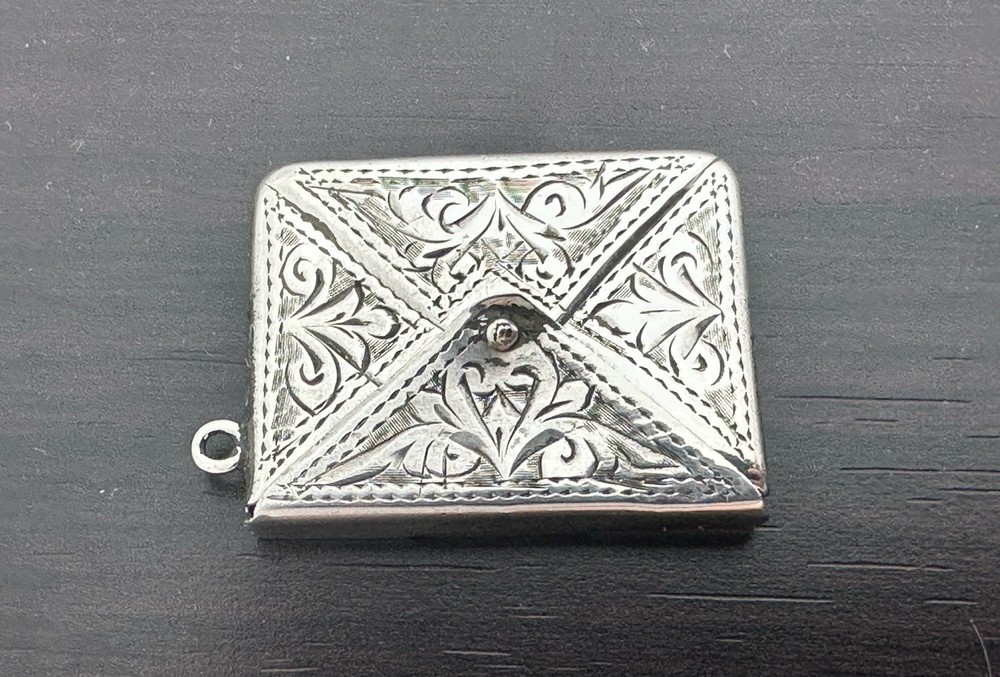 Antique Solid Silver Envelope Stamp Case c.1904
