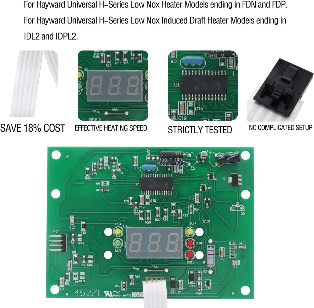 Display Board, Replacement for Hayward Heater Display Board Control Panel Keypad