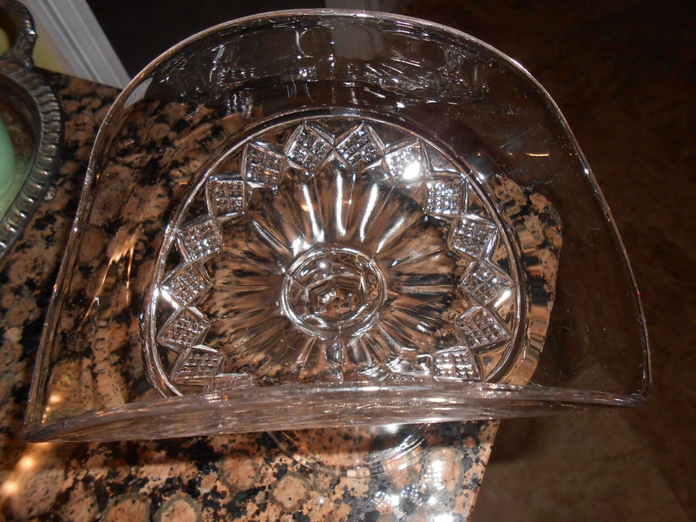 EAPG Glass Banana Stand c. 1900 Diamond Pattern