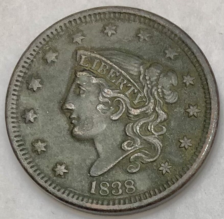 1838 Coronet Head Large Cent XF Details