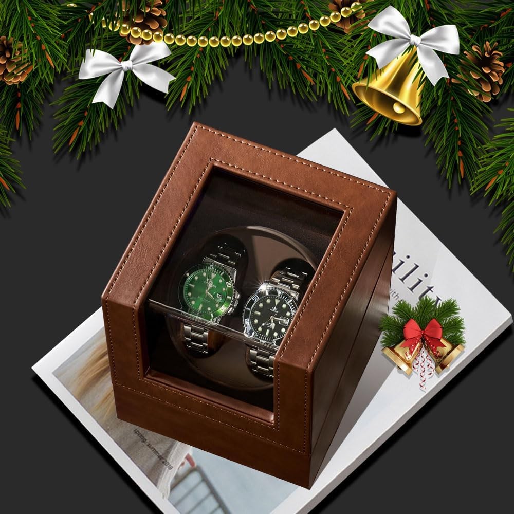 Watch Winder for Automatic Watches,Automatic Box,Double Brown