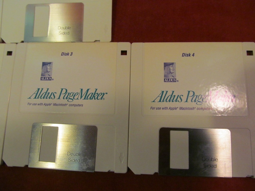 1990 ALDUS PAGEMAKER VERSION 4.0 PLUS UPDATE 3.5" DISKS APPLE MACINTOSH