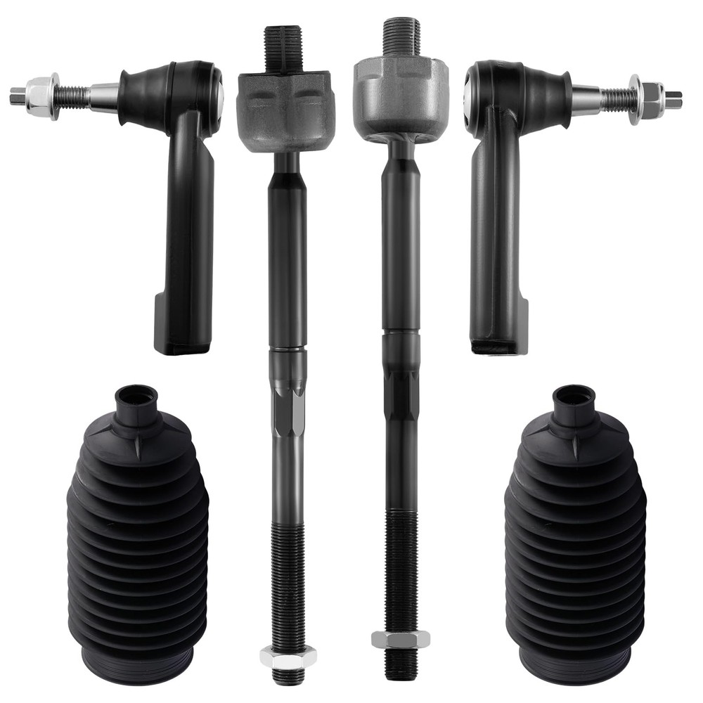 BDFHYK 6pcs Front Inner & Outer Tie Rod Ends Kit w/Tie Boot, black