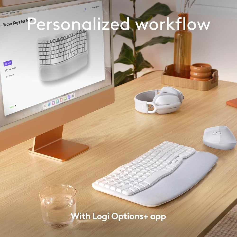 Logitech Wave Keys for Mac, Wireless Ergonomic Keyboard, for Mac, Apple, iPad