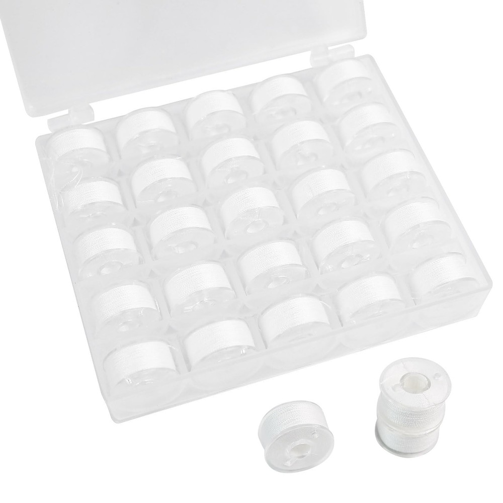 Bobbins and Sewing Threads,25pcs White Prewound Bobbins Thread for Sewing,Mul...