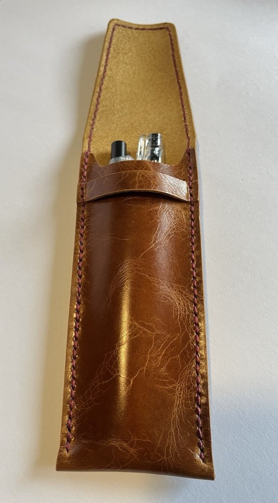 Brown Leather Handmade Pen Case Holder