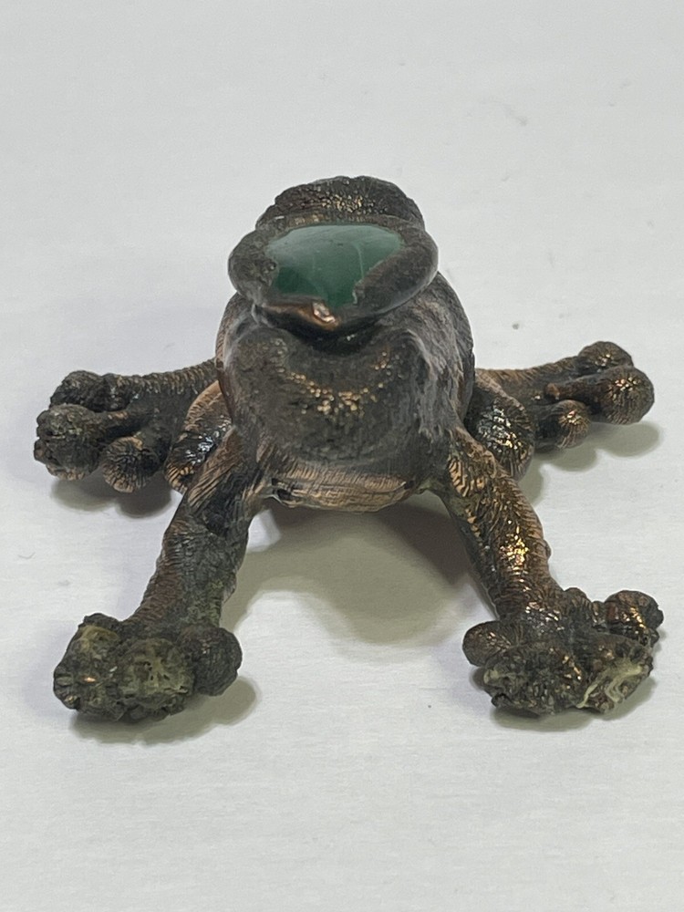 Vintage Copper Frog With 2 Stones On Its’ Back