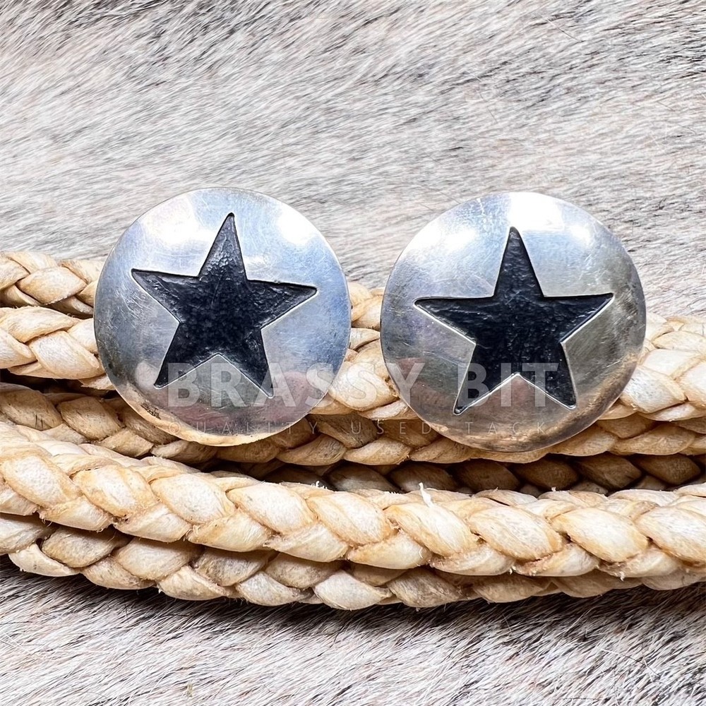 1 5/16" Sterling Silver Star Bridle Conchos