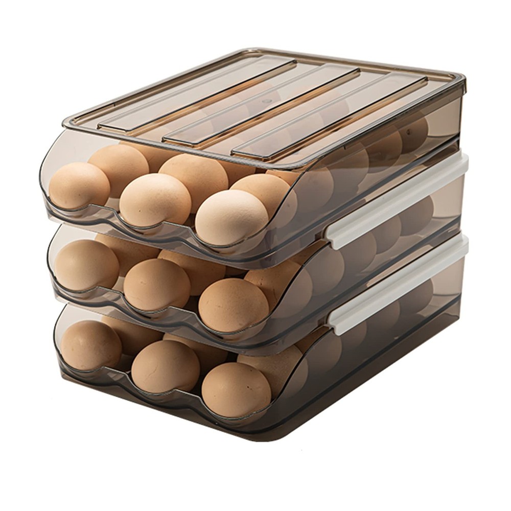 54 Grid Capacity Egg Holder for Refrigerator, Automatic Rolling Egg Storage R...