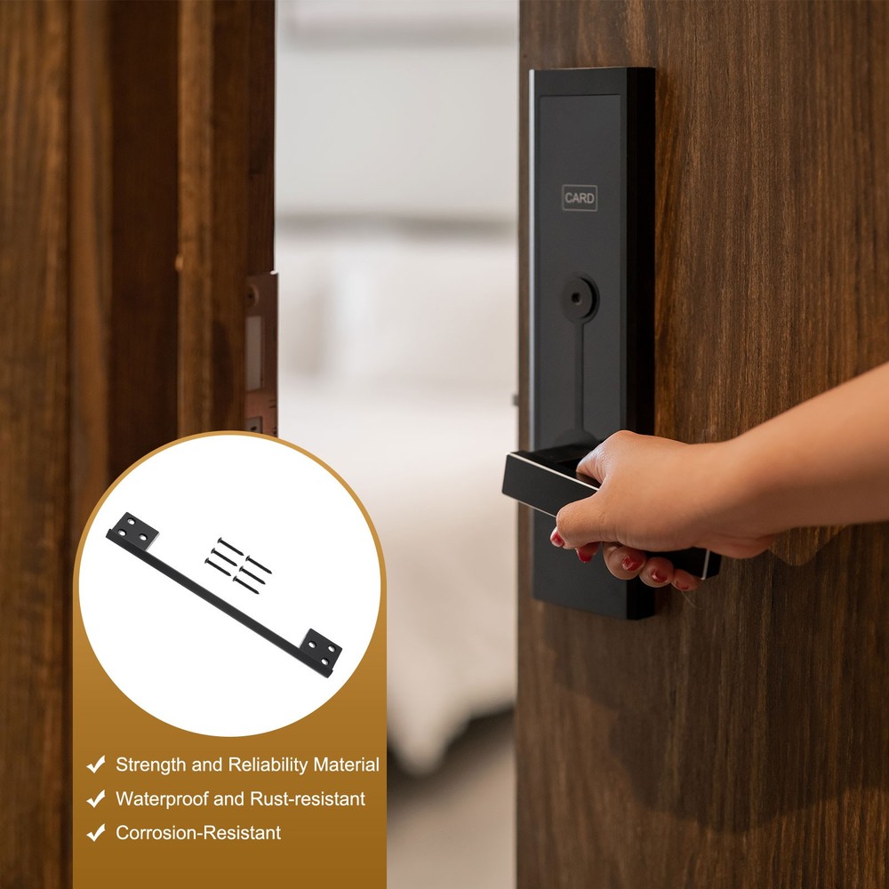 Door Lock Shield, 7" Door Security Guard, Black