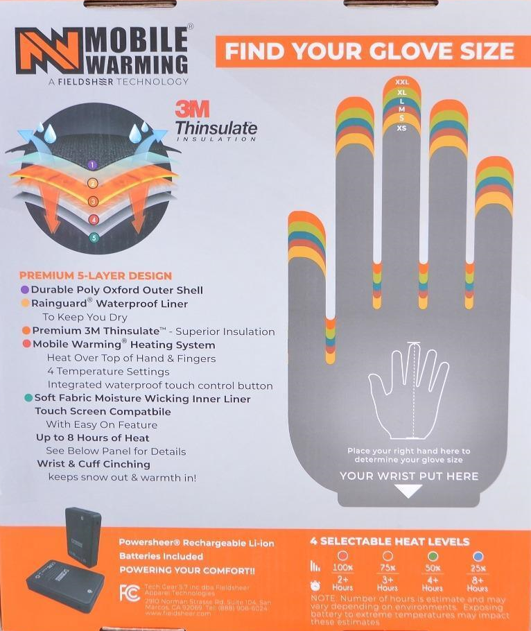 Mobile Warming Fieldsheer Technology Heated Gloves