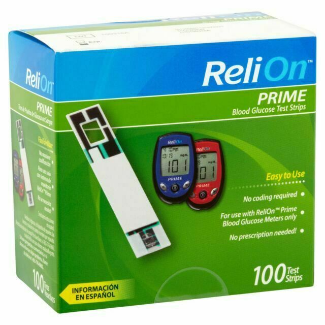 ReliOn 700100 Prime Blood Glucose Test Strips - 100 Count