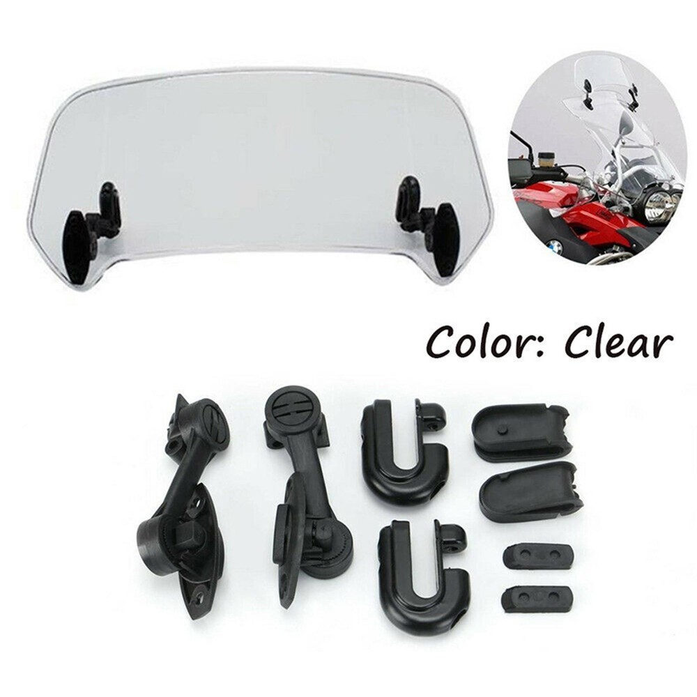 Resin Acrylic + PC Plastic Motorcycle Windshield Adjustable Wind Deflector Clear