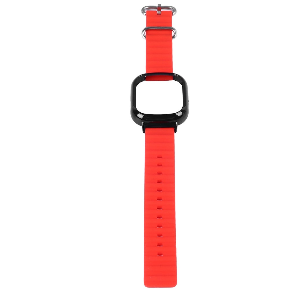 Silicone Watch Band With Case Replacement For Honor 4 Adjustable Strap (Red )