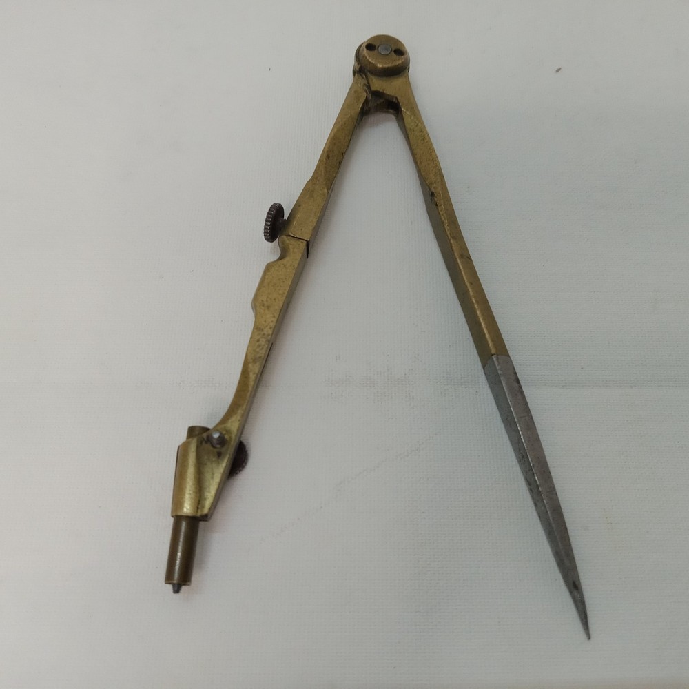 Vintage Brass Compass Navigational Divider Drafting Tool 3-7/8" long