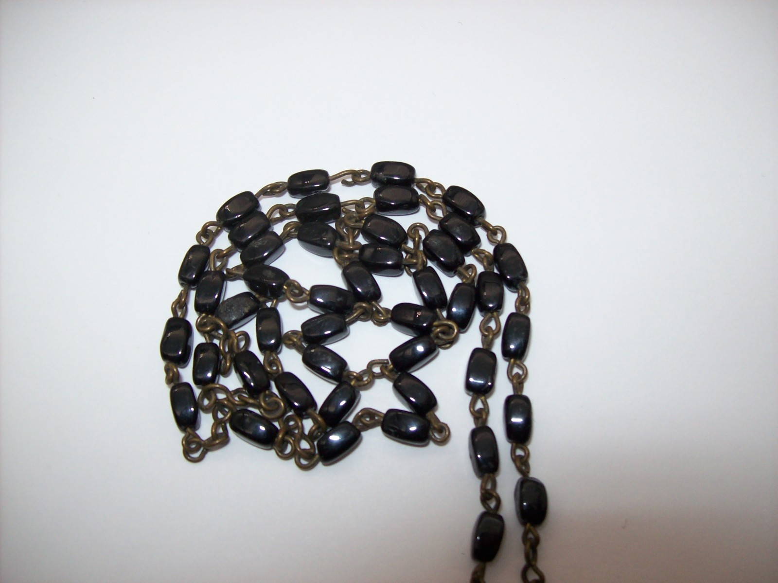 Vintage Catholic Rosary Black Beads Brass Crucifix Made in Czechoslovakia