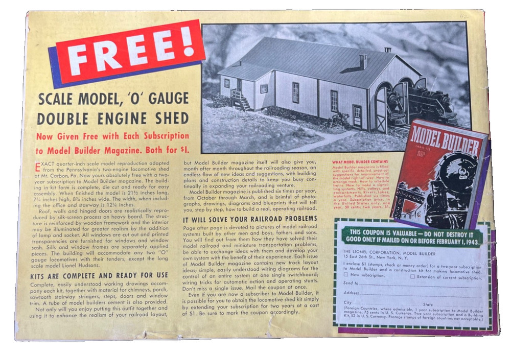 Prewar Lionel 1942 Original Catalog