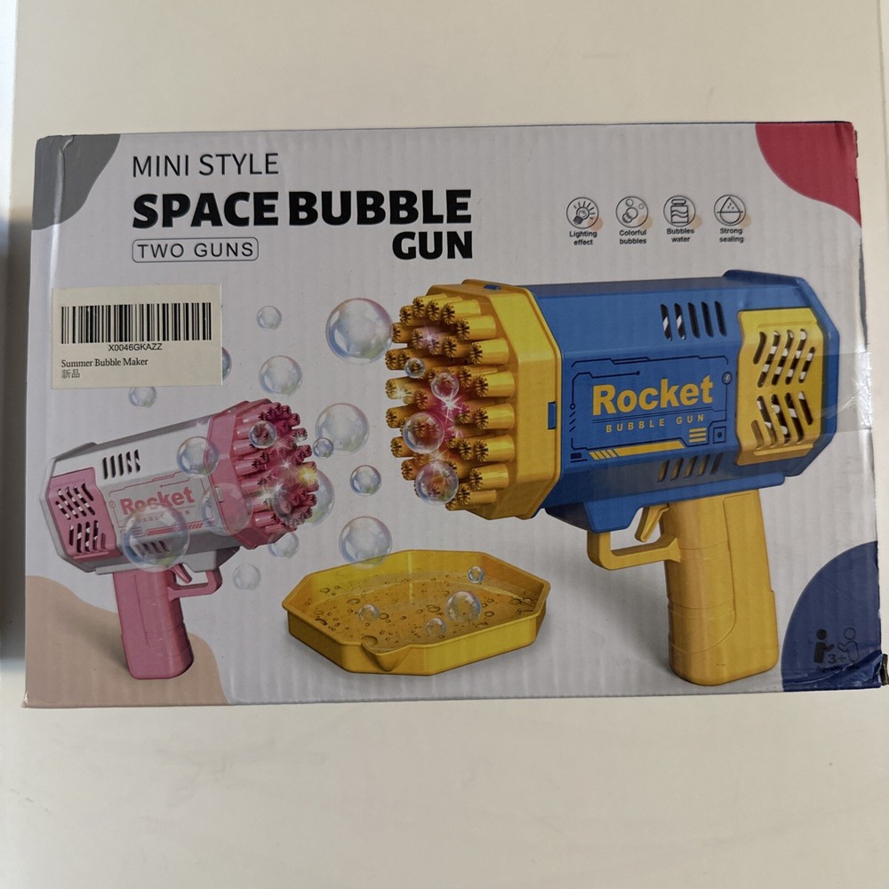 Rocket Mini 40-hole Space Bubble Blower Electric Bubble Blowing - 2 Items - New