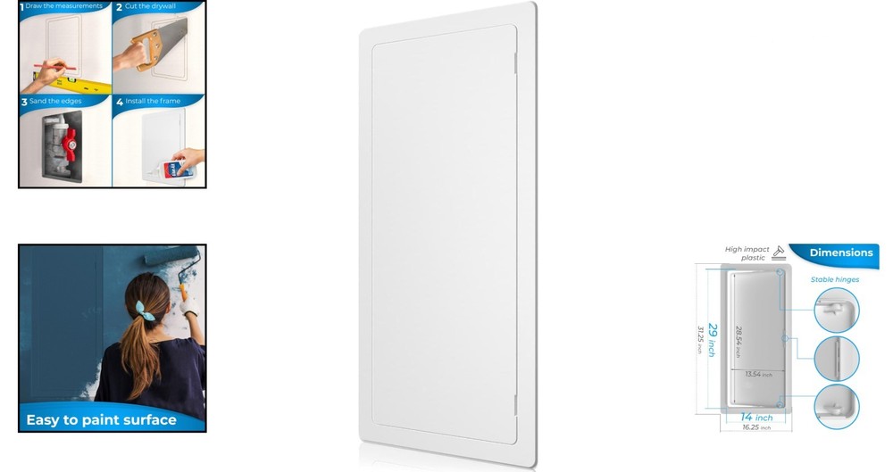 Water-Resistant White Access Panel - 14x29 Inch for Plumbing & Electrical Access