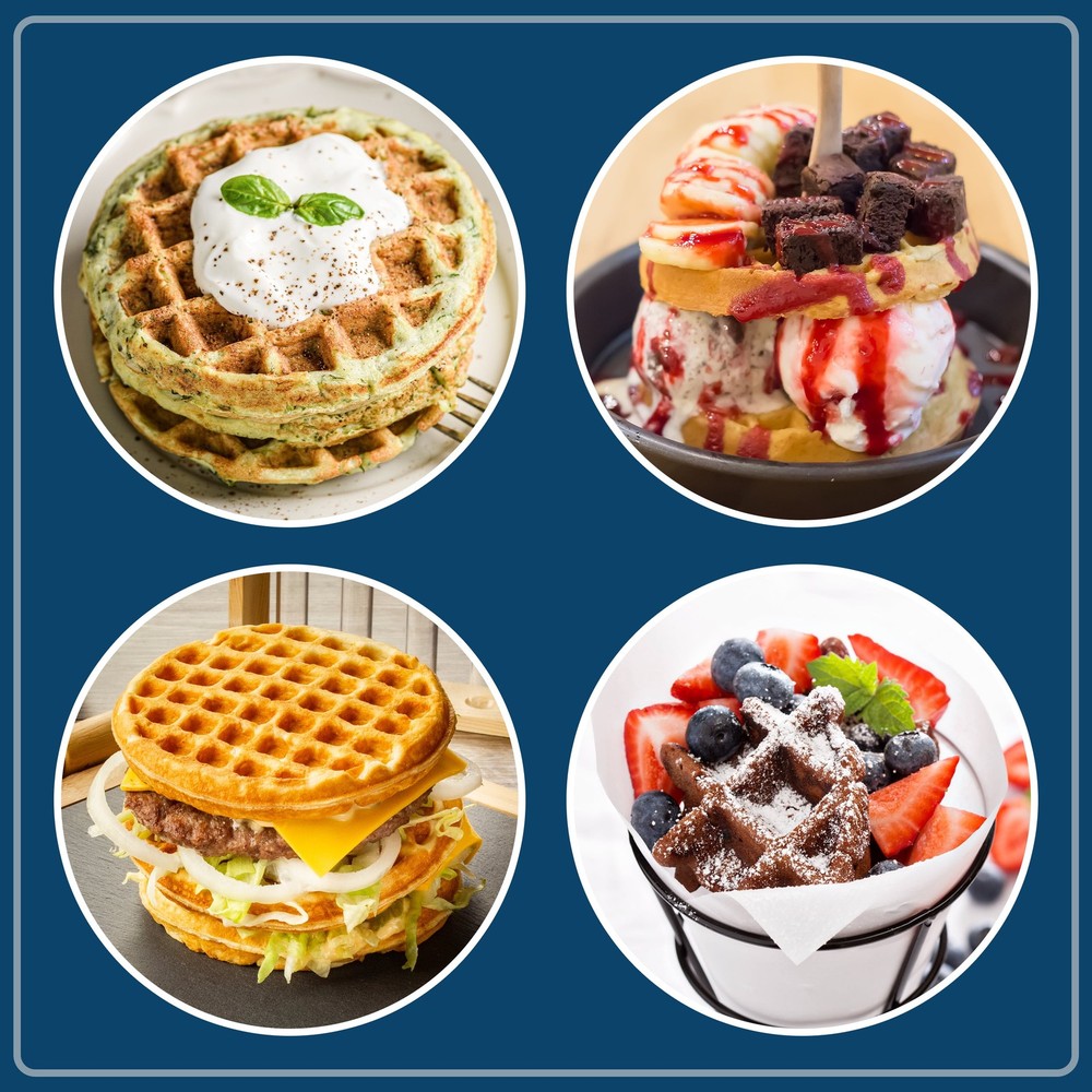 MyMini 5 Plate Waffle Maker Bundle, 400 Watts, Peach