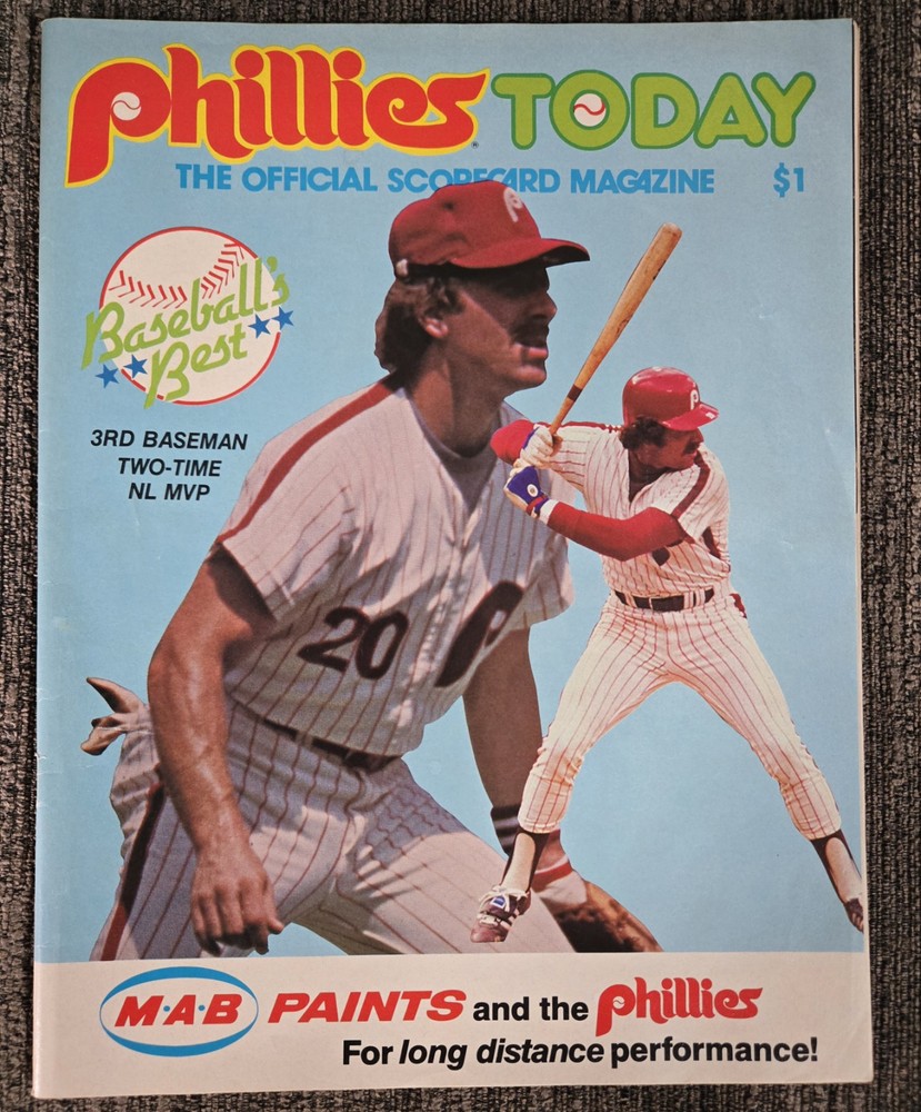 1982 MLB Philadelphia Phillies Program Mike Schmidt Cover 6/8/1982