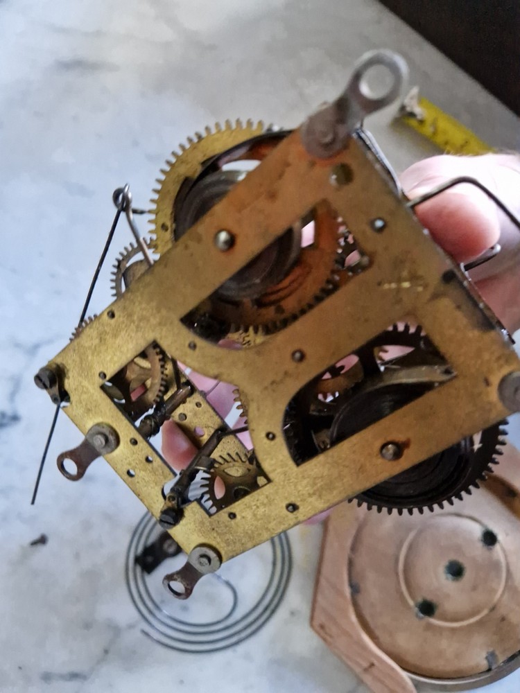 Antique American Clock Movement And Dial Gong Ect