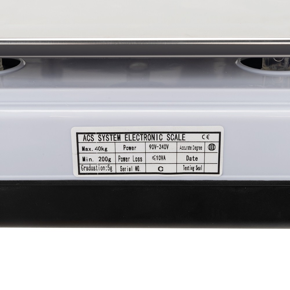 Digital Tabletop Scale - 40kg/88lbs Capacity, Commercial Postal, Switch & White