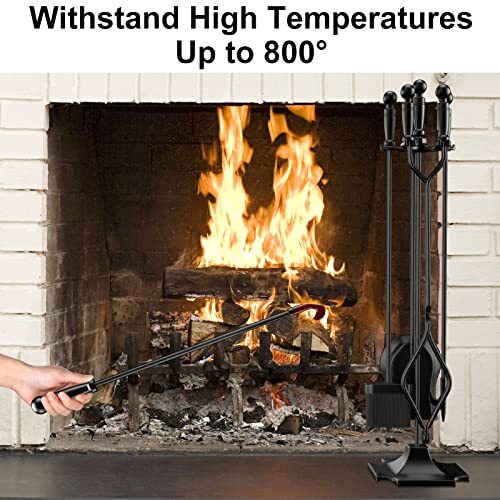 FIREPLACE TOOLS SET Wrought Iron Fire Place Accessories 5 Pcs GAMEXCEL