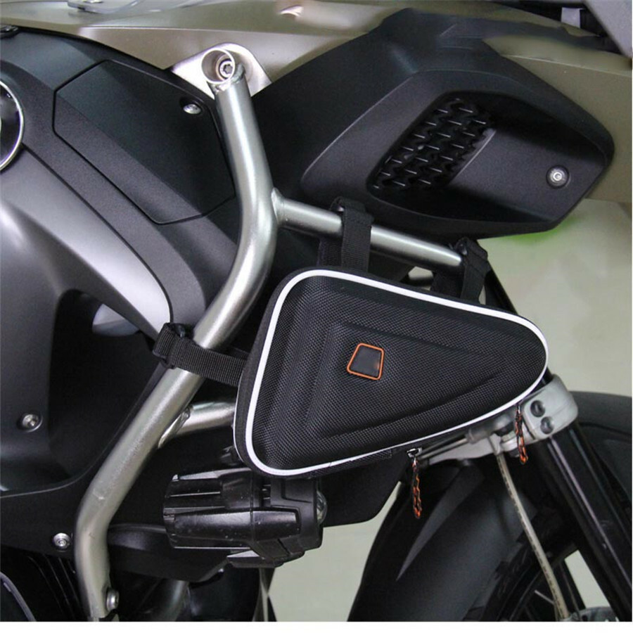 Motorcycle Saddle Storage Bag Engine Guard Mount Case Pouch Accessories Black