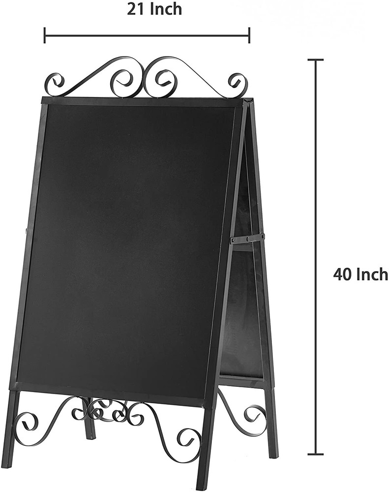 A-Frame Black Metal Freestanding Chalkboard Sign/Decorative Message Board